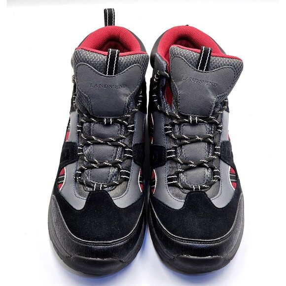 NWOB Lands End Men's Black & Red Fabric Suede Leather Hiking Boots Sz 11D 2704 - Picture 10 of 16
